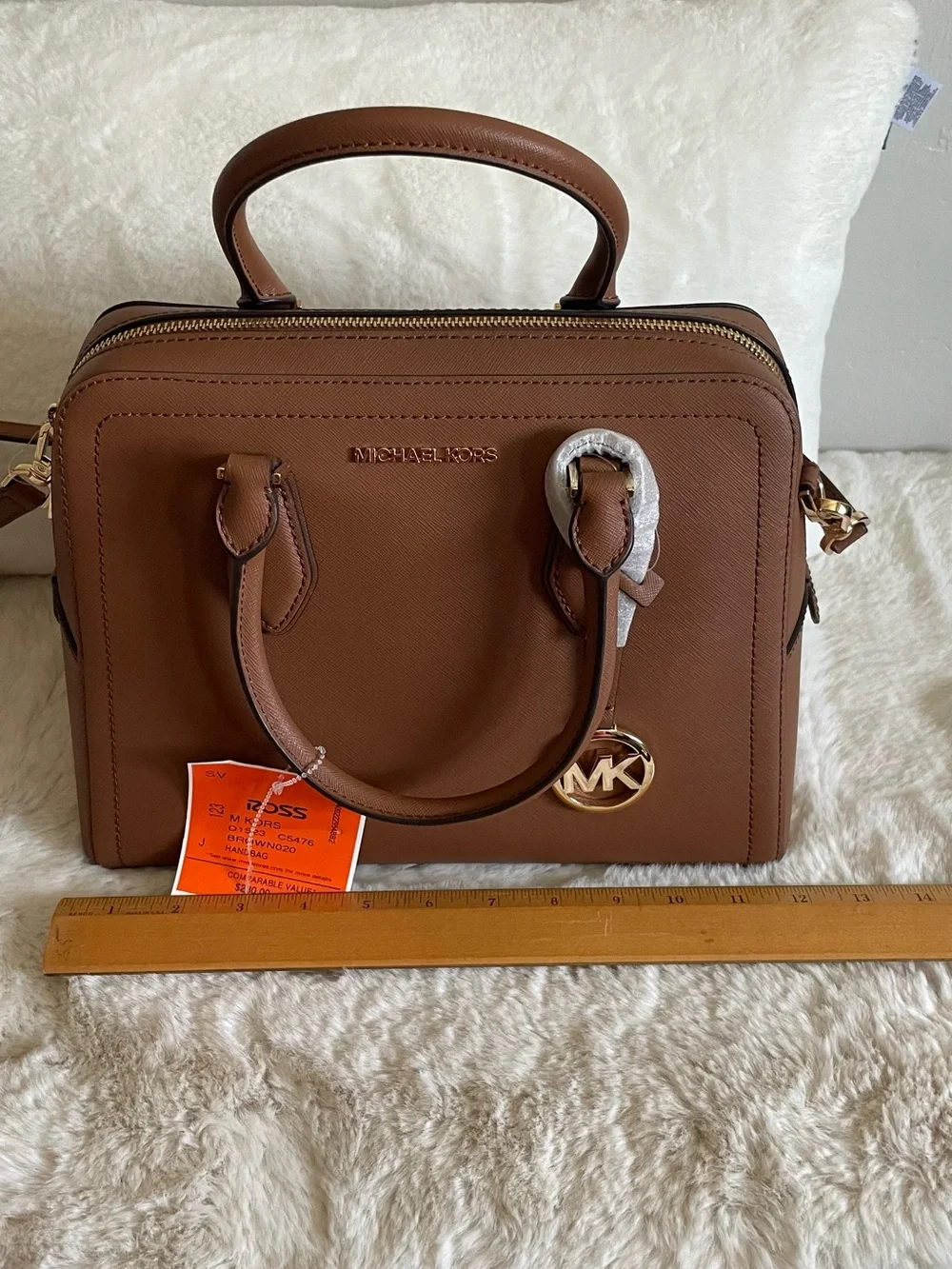 NWT Michael Kors Brown Saffiano Satchel with Gold Hardware
